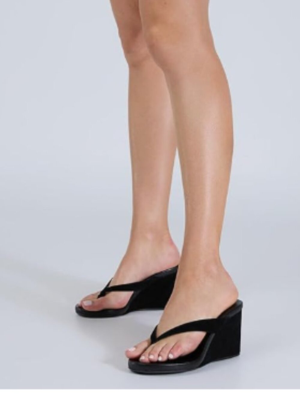 miss left Black Open Toe Flip Flops Wedge High Heel Slip on Mule  Daily Slippers